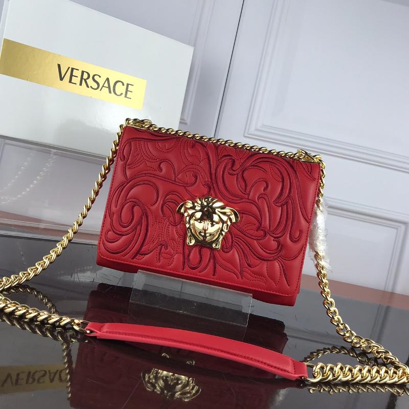 Versace Clutches DBFG170 full leather embroidered red